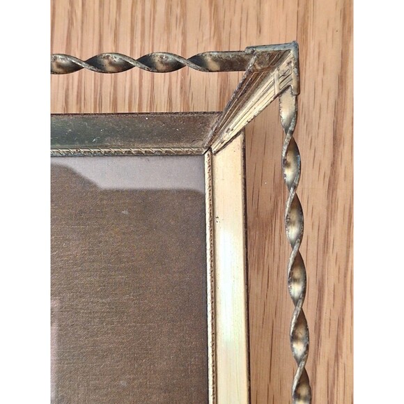 Vtg Jesus 1941© Sallman 8x10 Print w Glass 1950s Goldtone Twisted Steel Frame - Picture 8 of 11